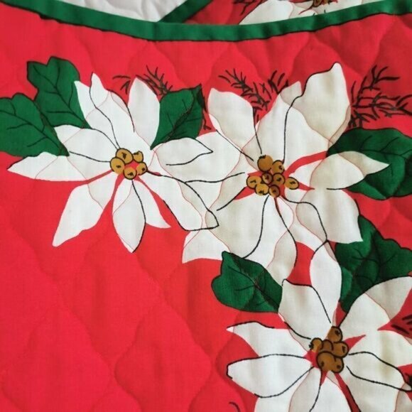 Vintage Christmas Poinsettia Fabric Placemats Set of 4, 12"x19" Holiday Table - Picture 4 of 8